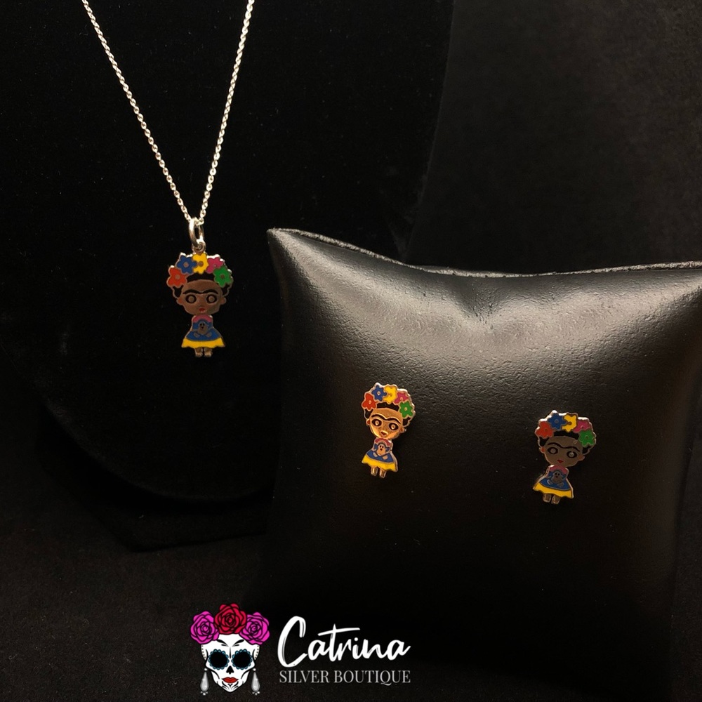925 Sterling Silver Frida Necklace & Earrings